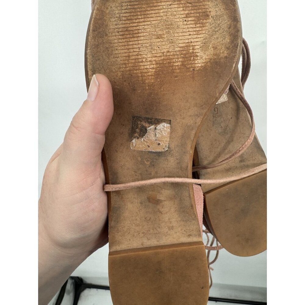 Madewell Arielle D'Orsay Pointed Toe Suede Ankle Wrap Flat in Pink Size 9 - Picture 7 of 9